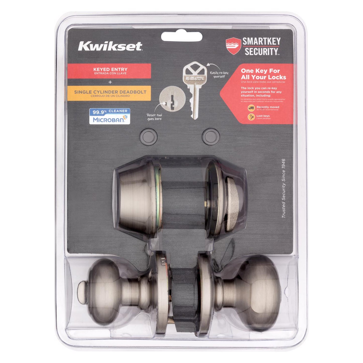 Kwikset Cove Entry Combo Satin Nickel Pack of 6