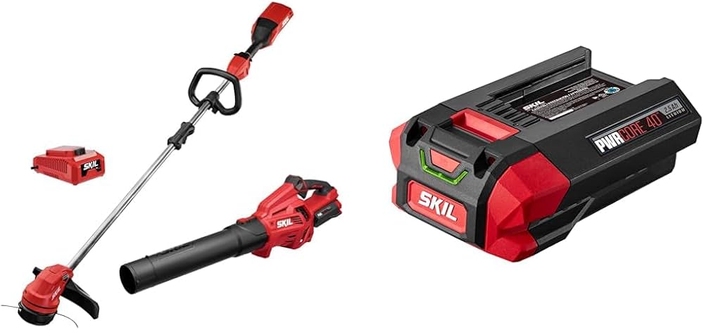 SKIL 40-volt 14-in Straight Shaft Battery String Trimmer 2.5 Ah (Battery Included) (Charger Included)