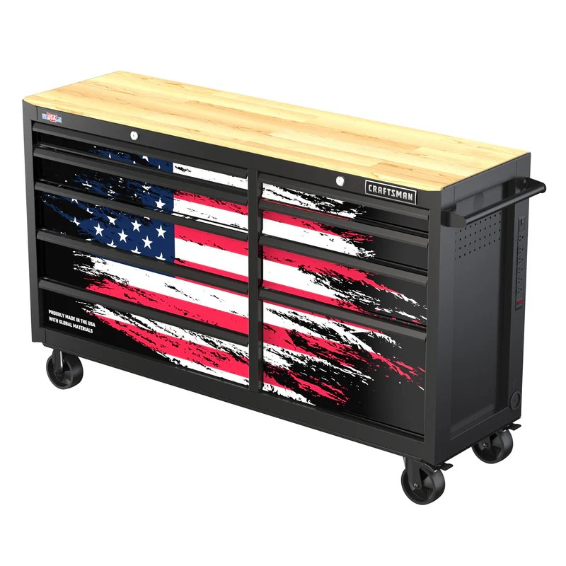 CRAFTSMAN S2000 Series 63 Inch Wide 9-Drawer Patriotic Mobile Workstation