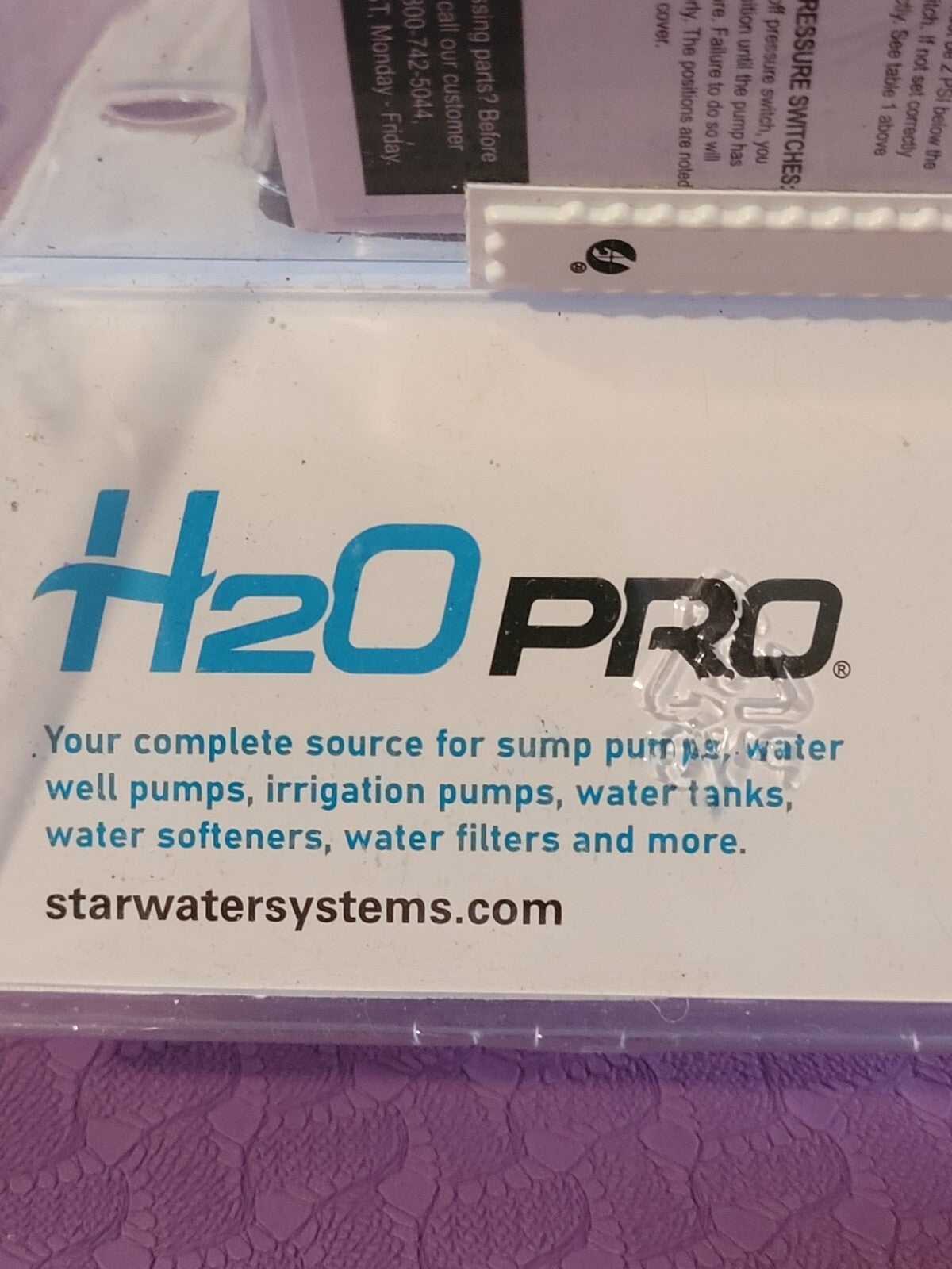 H2O Pro Low Pressure Cut-Off Switch 40-60 PSI