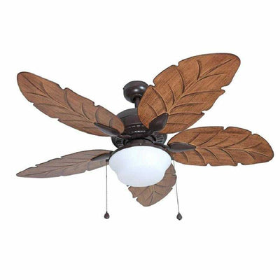 Harbor Breeze Waveport 52-in Outdoor Downrod or Flush Mount Aged Bronze with Brown Blades Ceiling Fan With Light ( 5 -Blade )