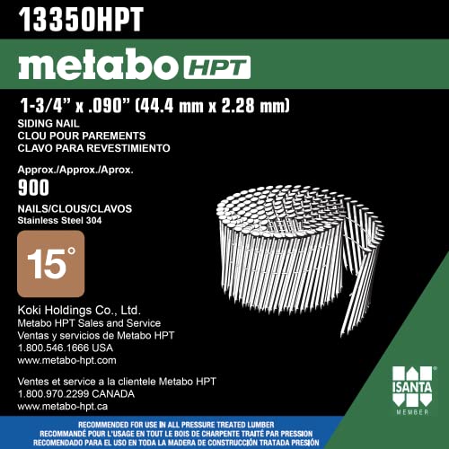 Metabo HPT Siding Nails 1-3/4 Inch 900 Count Stainless Steel
