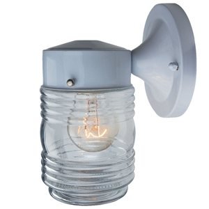 Project Source Rainford 1 -Light 7.5-in H White Hardwired Outdoor Wall Light