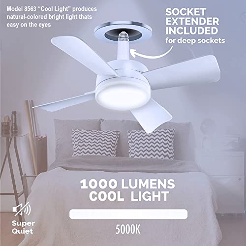 BELL + HOWELL Socket Fan 15.7-in Flush Mount White with White Blades With Light and Remote ( 4 -Blade )