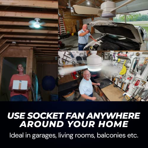 BELL + HOWELL Socket Fan 15.7-in Flush Mount White with White Blades With Light and Remote ( 4 -Blade )