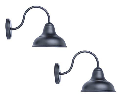 Project Source Barn light 2 -Pack 1 -Light 9.45-in H Matte Black Hardwired Outdoor Wall Light