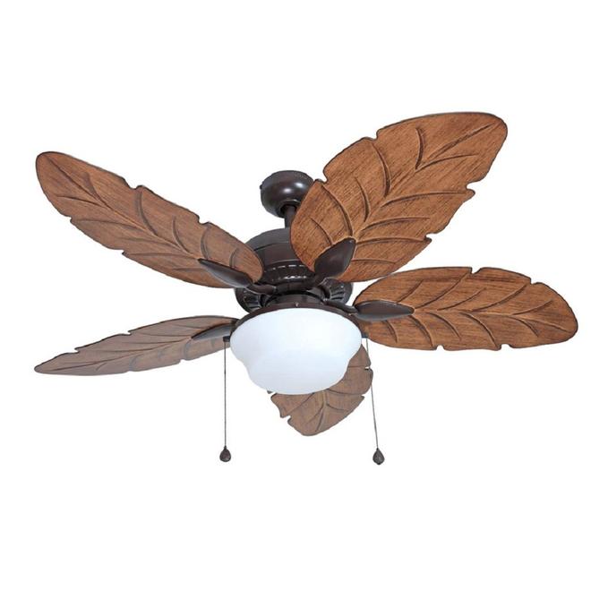 Harbor Breeze Waveport 52-in Outdoor Downrod or Flush Mount Aged Bronze with Brown Blades Ceiling Fan With Light ( 5 -Blade )