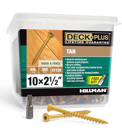 Hillman Fasteners Tan Star Drive Deck Screws 3 in. X 10