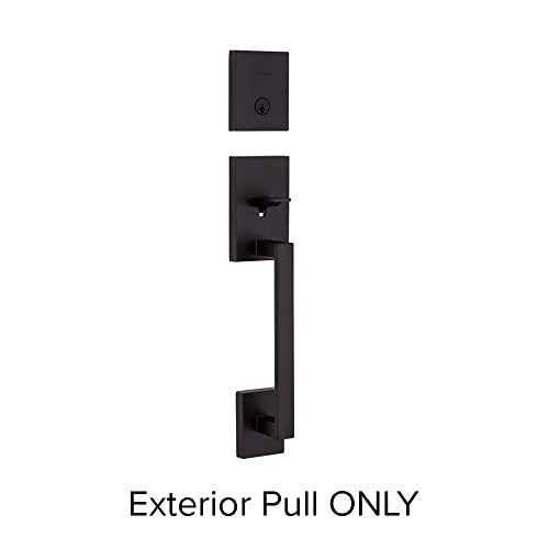 Kwikset Signature Series San Clemente Matte Black Single-Cylinder Keyed Entry Door Handleset with Halifax Lever and SmartKey