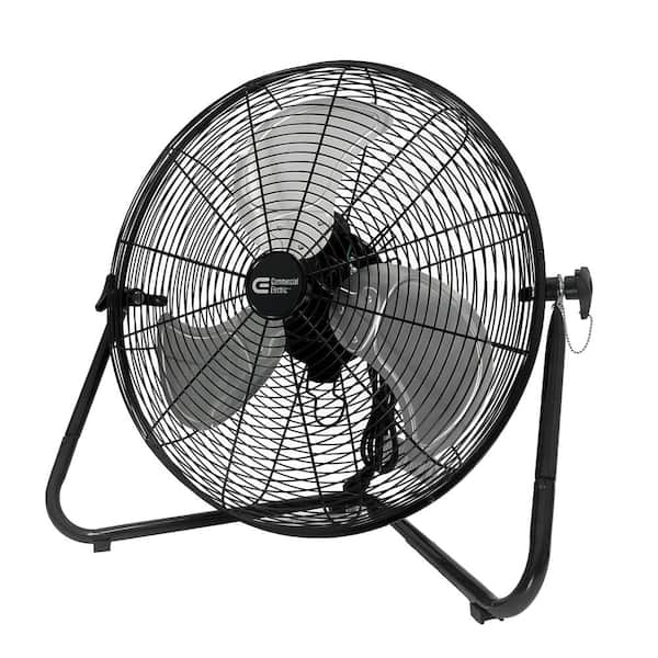 Utilitech 20-in 120 -Volt 3 -Speed High Velocity Indoor Black Floor Fan