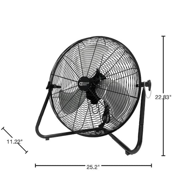 Utilitech 20-in 120 -Volt 3 -Speed High Velocity Indoor Black Floor Fan