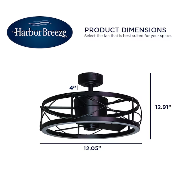 Harbor Breeze Yorkmont 23-in Integrated LED Black with Matte Black Blades Fandelier Ceiling Fan With Light - Remote Included ( 3 -Blade )