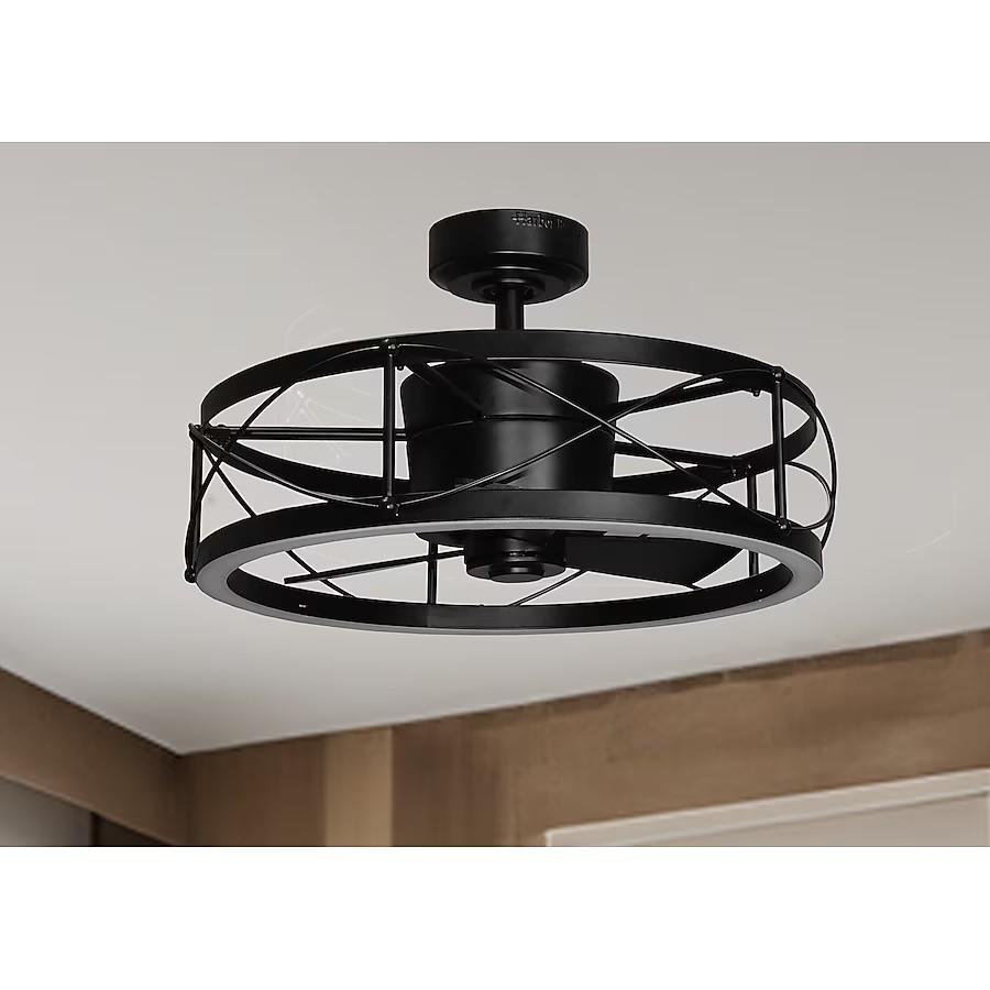 Harbor Breeze Yorkmont 23-in Integrated LED Black with Matte Black Blades Fandelier Ceiling Fan With Light - Remote Included ( 3 -Blade )